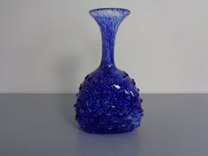 italian blue bubble glass vase 1960s 2