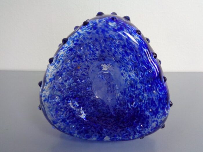 italian blue bubble glass vase 1960s 21