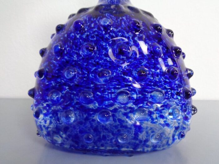 italian blue bubble glass vase 1960s 23