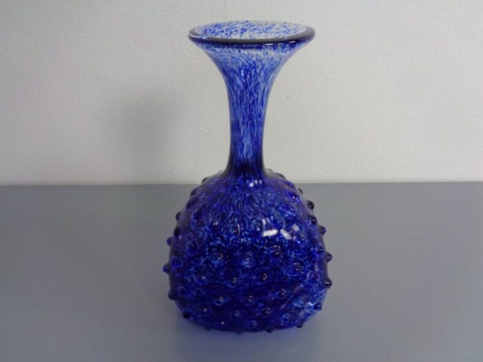 italian blue bubble glass vase 1960s 3