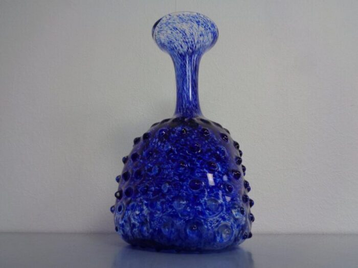 italian blue bubble glass vase 1960s 5