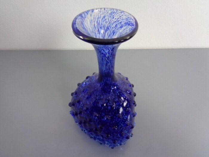 italian blue bubble glass vase 1960s 8