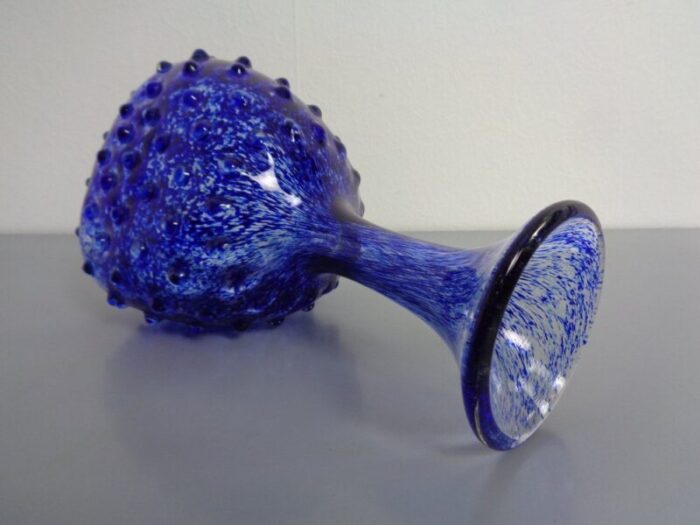 italian blue bubble glass vase 1960s 9