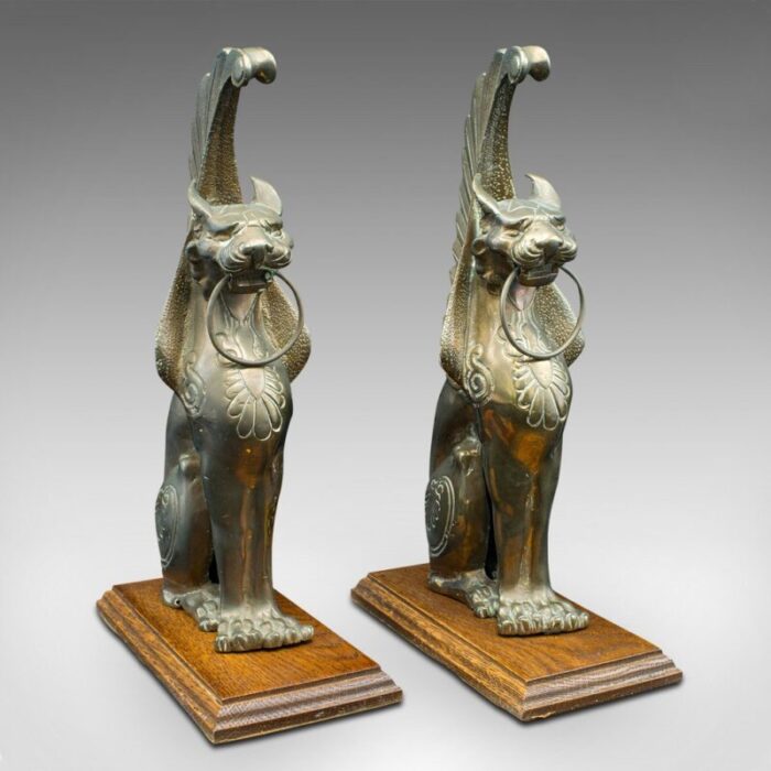 italian bronze cat statue door stoppers 1850s set of 2 1