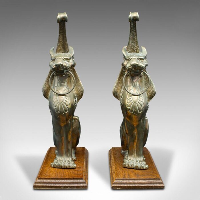 italian bronze cat statue door stoppers 1850s set of 2 2