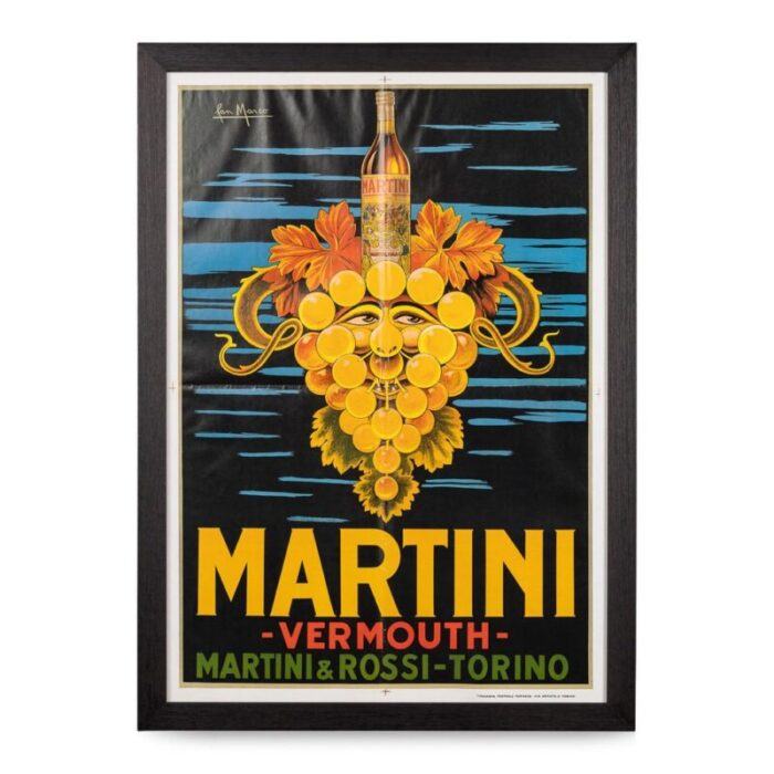 italian framed advertising poster for martini 1970 1