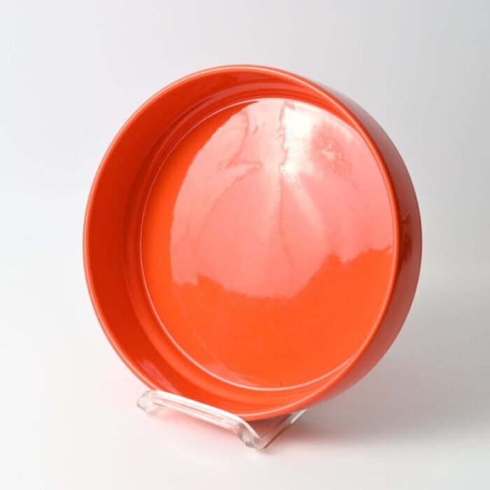 italian orange ceramic bowl from sicart 1970s 4