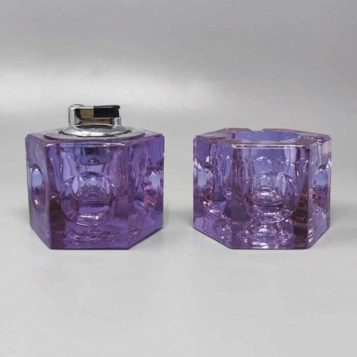 italian purple smoking set in murano glass by antonio imperatore 1970s set of 2 1