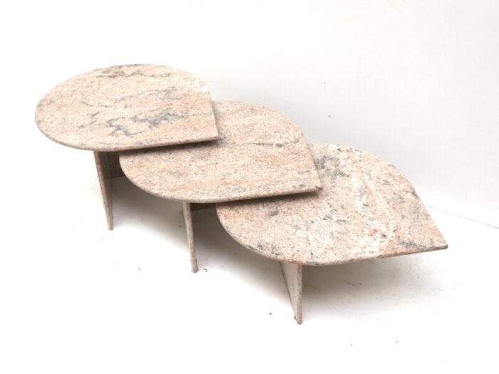 italian teardrop shaped coffee tables 1970s set of 3 2333