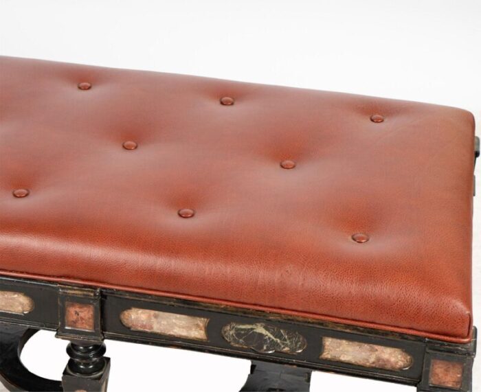 italian traditional marble and ebonized wood bench c 1900s 9247