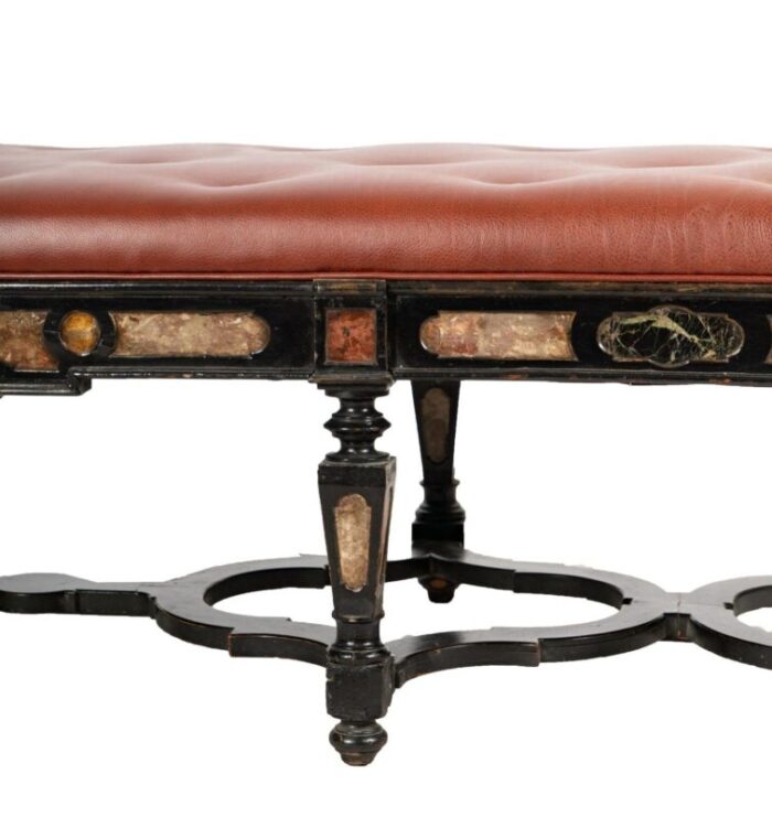 italian traditional marble and ebonized wood bench c 1900s 9578