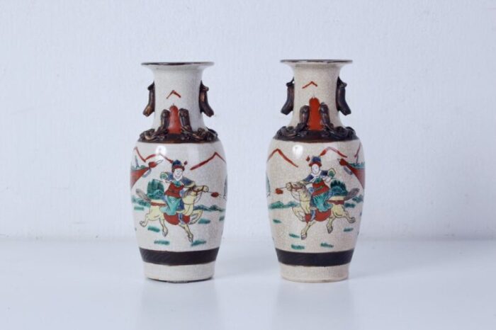 japanese ceramic vases 1890s set of 2 1