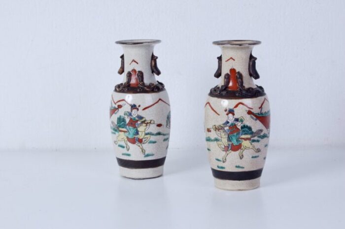 japanese ceramic vases 1890s set of 2 2