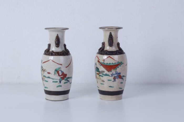 japanese ceramic vases 1890s set of 2 3