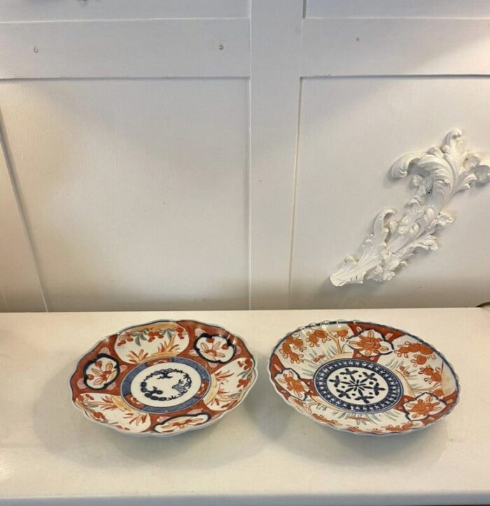 japanese imari plates 1900s set of 2 1