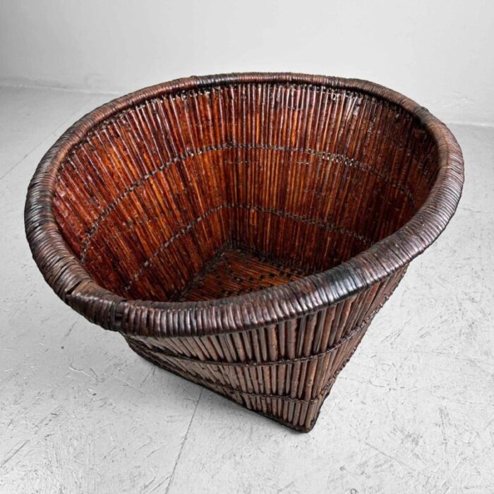 japanese smoked bamboo basket 1940s 5