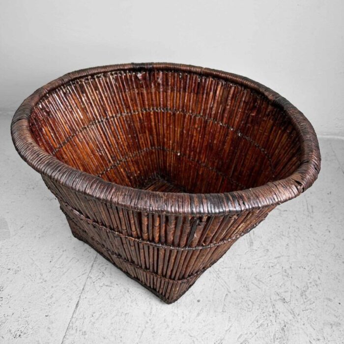 japanese smoked bamboo basket 1940s 6