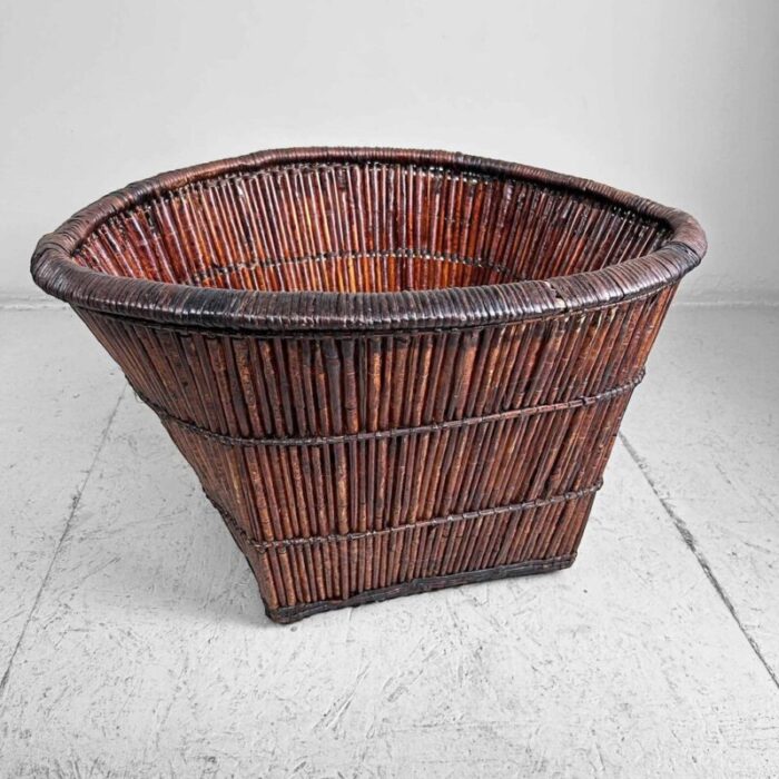 japanese smoked bamboo basket 1940s 9