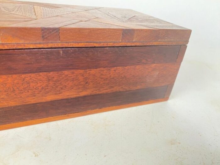 jewelry box in wood with geometrical inlays france 1970s 10