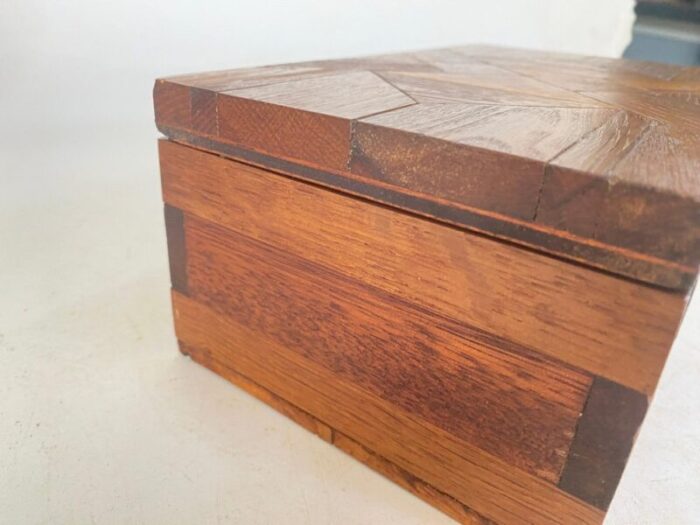 jewelry box in wood with geometrical inlays france 1970s 11