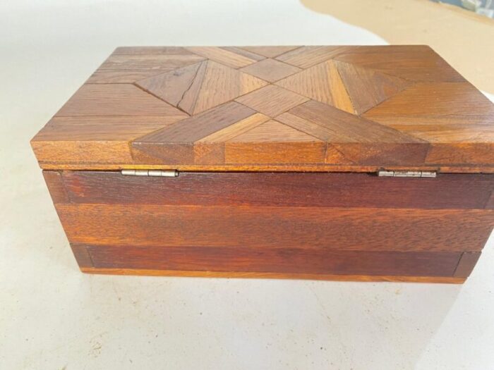 jewelry box in wood with geometrical inlays france 1970s 5