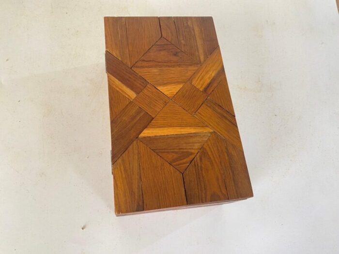 jewelry box in wood with geometrical inlays france 1970s 7