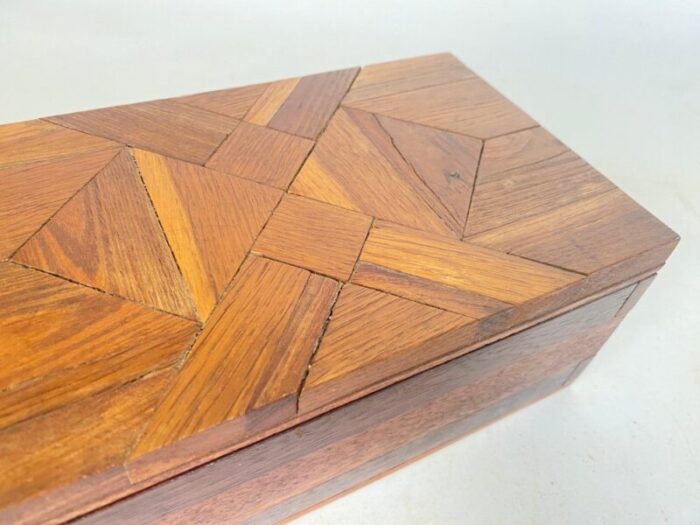 jewelry box in wood with geometrical inlays france 1970s 8