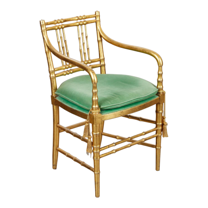 kittinger regency style giltwood faux bamboo arm chair 2609