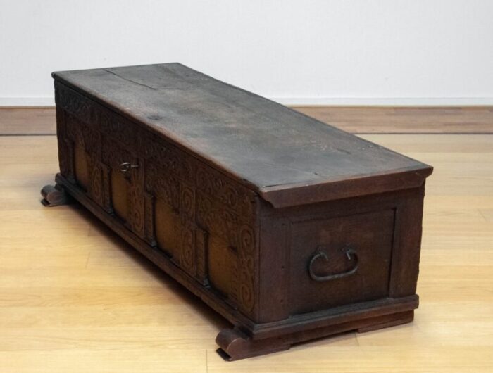 large 17th century german continental oak coffer chest 10