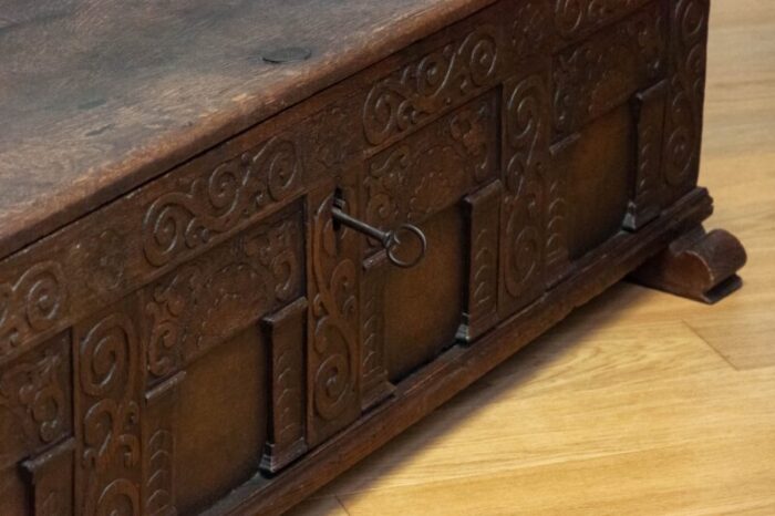 large 17th century german continental oak coffer chest 6