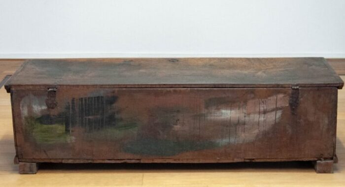 large 17th century german continental oak coffer chest 8