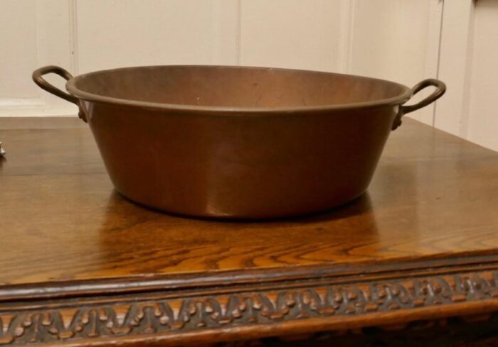 large 19th century double handled beaten copper pan 1880s 5