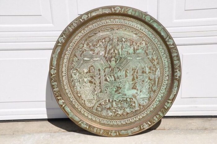 large 30 egyptian hieroglyphics inspired copper platter tray charger 3557