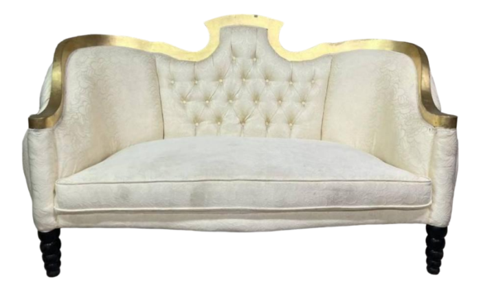 large baroque style bench in golden wood 1335