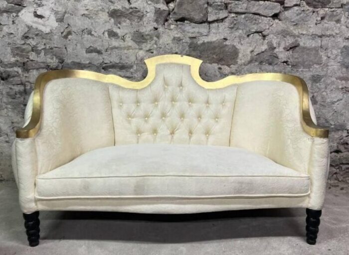 large baroque style bench in golden wood 5105