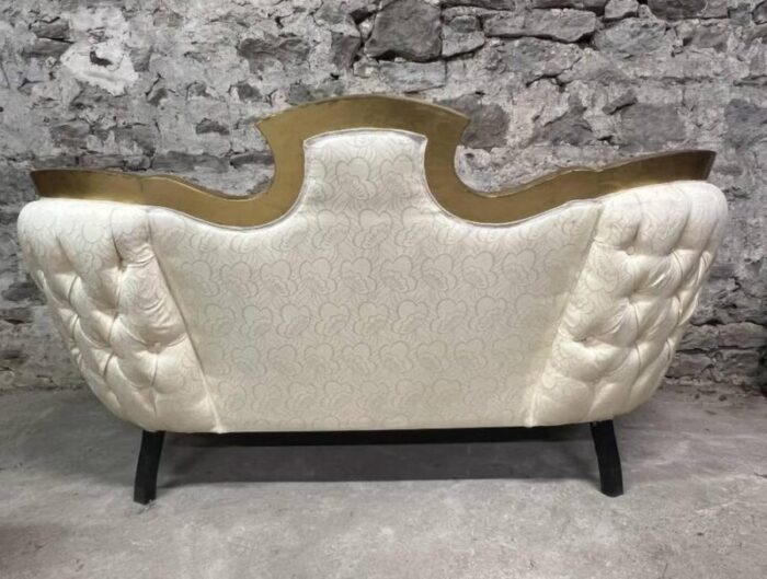 large baroque style bench in golden wood 5648