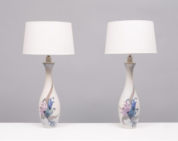 large ceramic table lamps from schoonhoven holland 1970s set of 2 3446