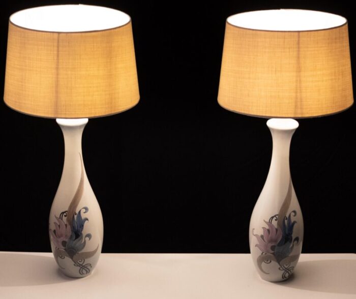 large ceramic table lamps from schoonhoven holland 1970s set of 2 3479