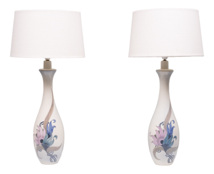 large ceramic table lamps from schoonhoven holland 1970s set of 2 8172