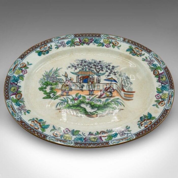 large chinese ceramic oval meat platter 1890s 1