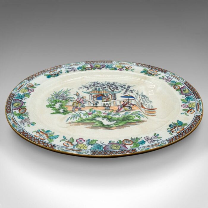 large chinese ceramic oval meat platter 1890s 2