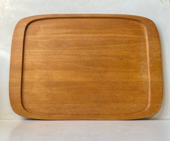 large danish modern serving tray in oak by poul hundevad 1970s 1