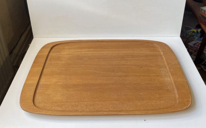 large danish modern serving tray in oak by poul hundevad 1970s 2