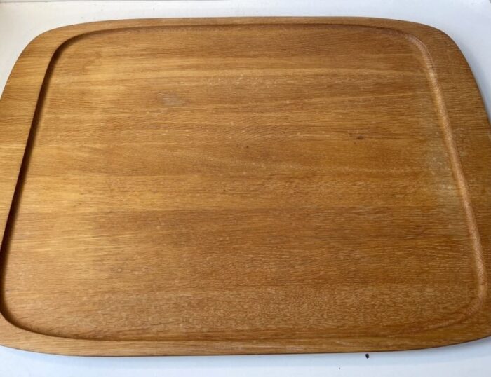 large danish modern serving tray in oak by poul hundevad 1970s 3