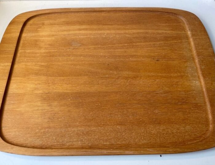 large danish modern serving tray in oak by poul hundevad 1970s 7