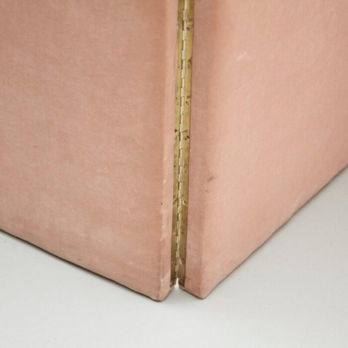 large french soft pink velvet room divider 1960s 12