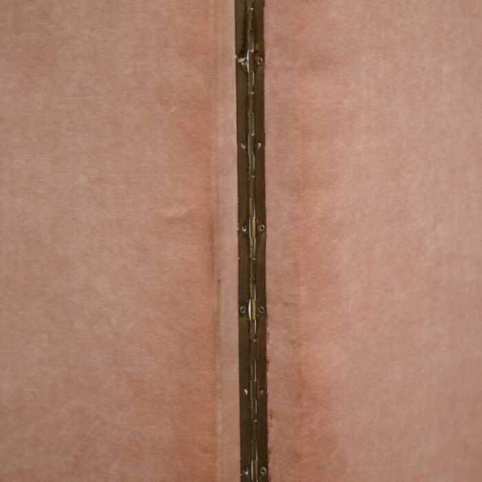 large french soft pink velvet room divider 1960s 13