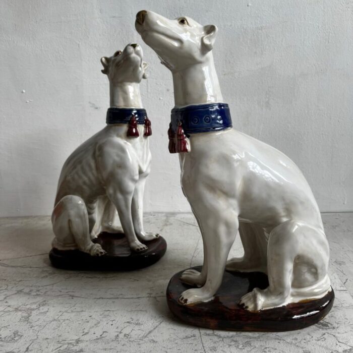 large italian ceramic greyhounds 1950s set of 2 12