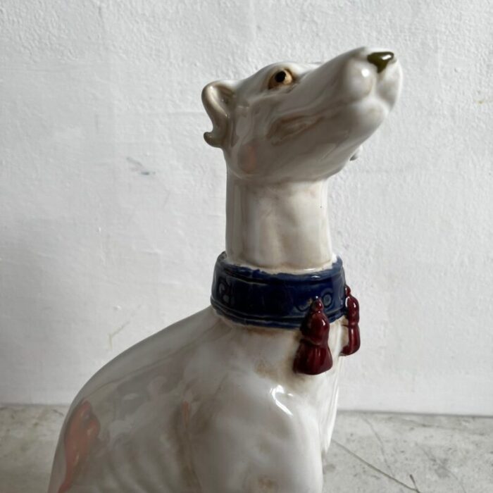 large italian ceramic greyhounds 1950s set of 2 3