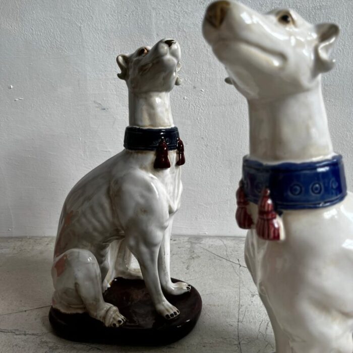 large italian ceramic greyhounds 1950s set of 2 5